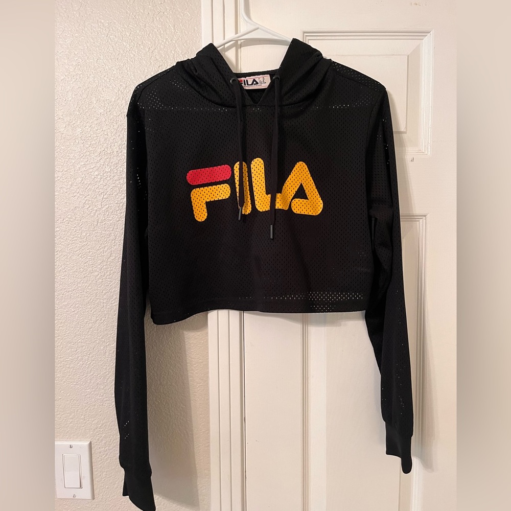 Black FILA Mesh cropped hoodie